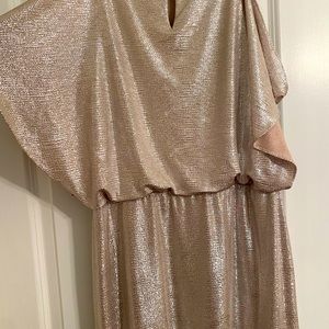 Ralph Lauren Foil-Print Flutter-Sleeve Gown